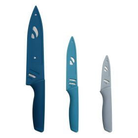 Mainstays 3 Piece Stainless Steel Color Knife Set with Ergonomic Soft Grip Handles